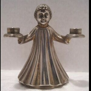 Vintage Christmas Decoration Angel Choir Girl Mini Candle Holder Candelabra